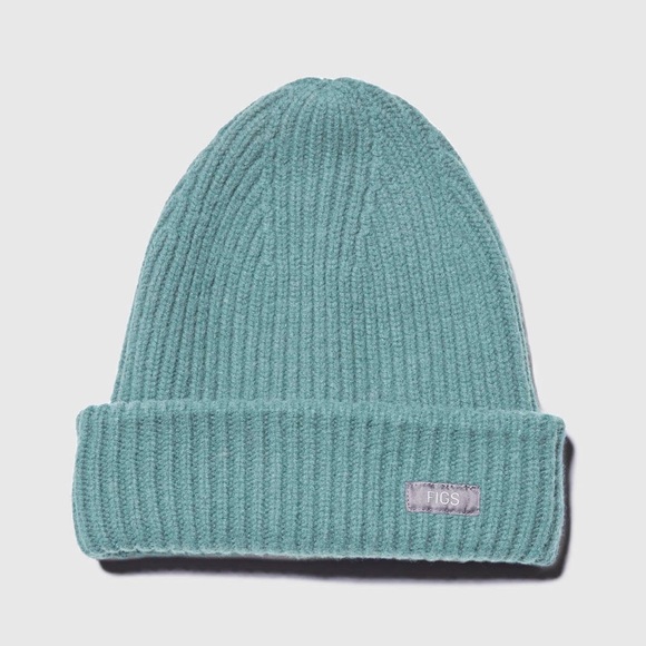 FIGS light Caribbean blue oversized Knit Beanie 100% Merino Wool NWT - Picture 2 of 4